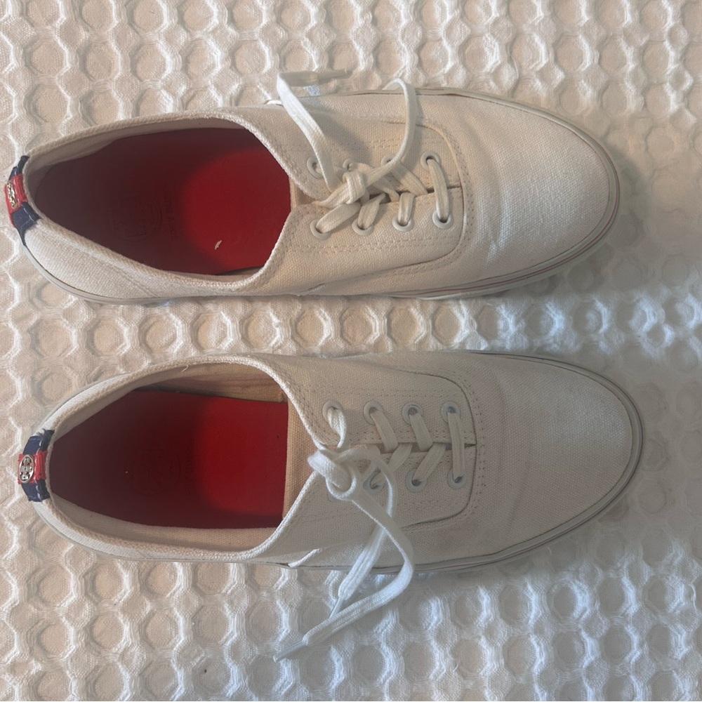 Classic White Canvas Tory Burch Womens Sneakers Size 10 Shoes